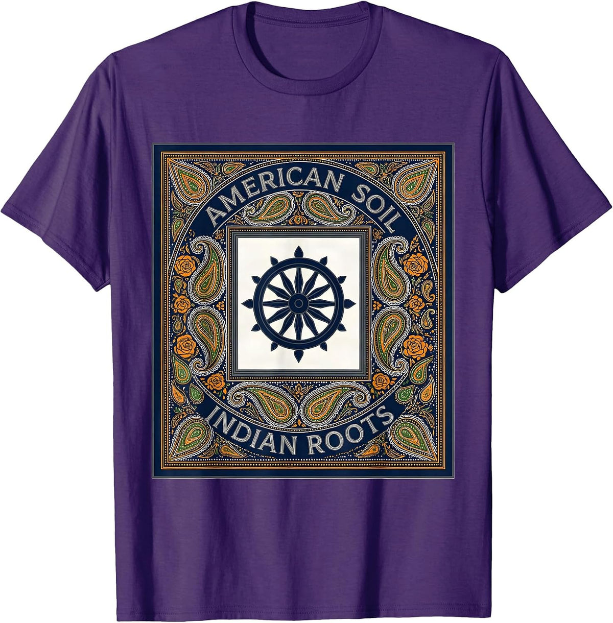 American Soil, Indian Roots Patriotic Independence Day T-Shirt - Purple