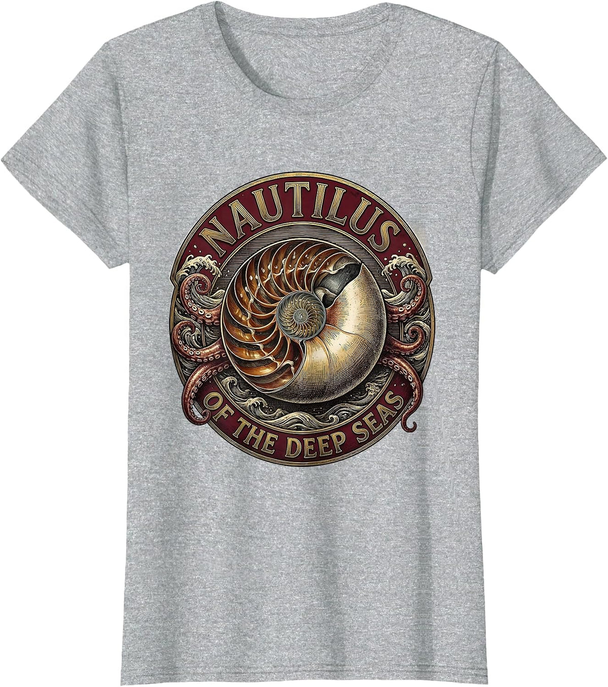 Nautilus Of The Deep Seas Ocean Creature Design T-Shirt - Heather Grey