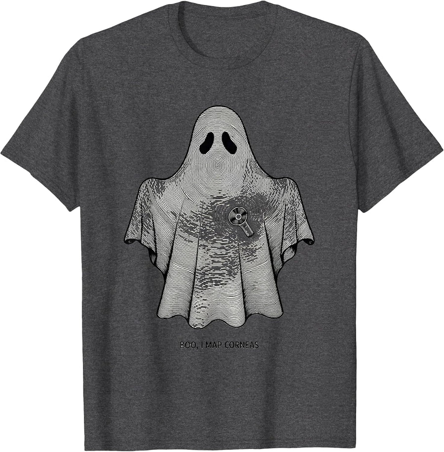 Men's Boo I Map Corneas Funny Optometrist Halloween Eye Doctor T-Shirt - Dark Heather Grey