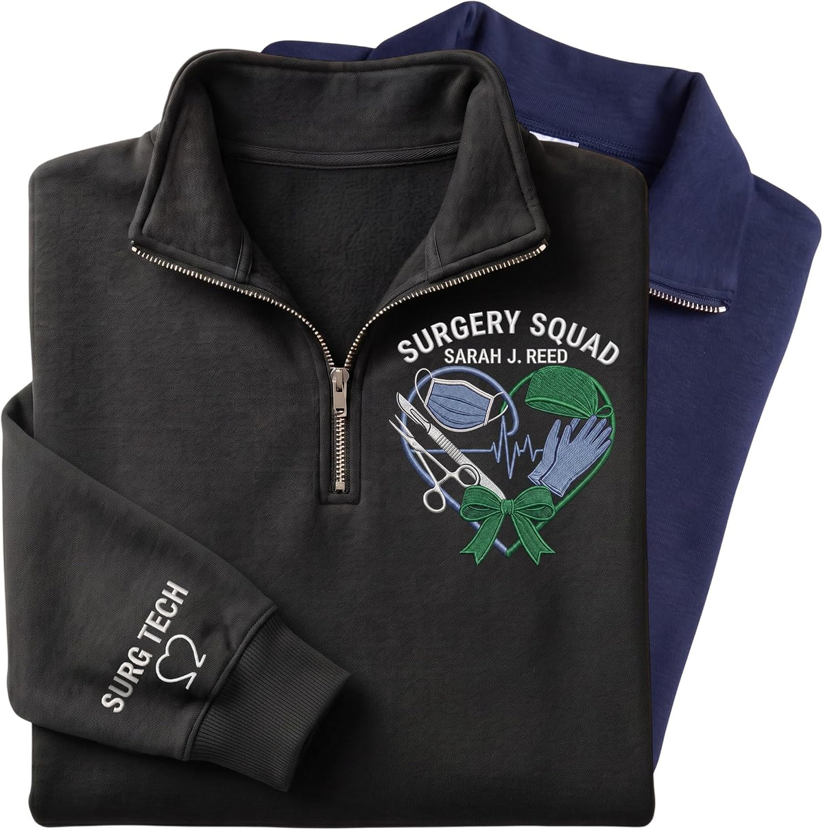 Love Signal Custom Surg Tech Embroidered Zip Sweatshirt, Surgery Squad - S1