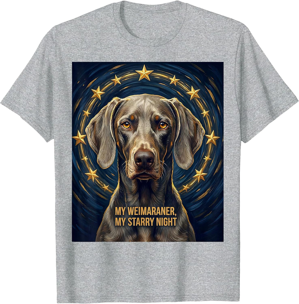 Men's My Weimaraner My Starry Night Artistic Dog Portrait Breed T-Shirt - Heather Grey