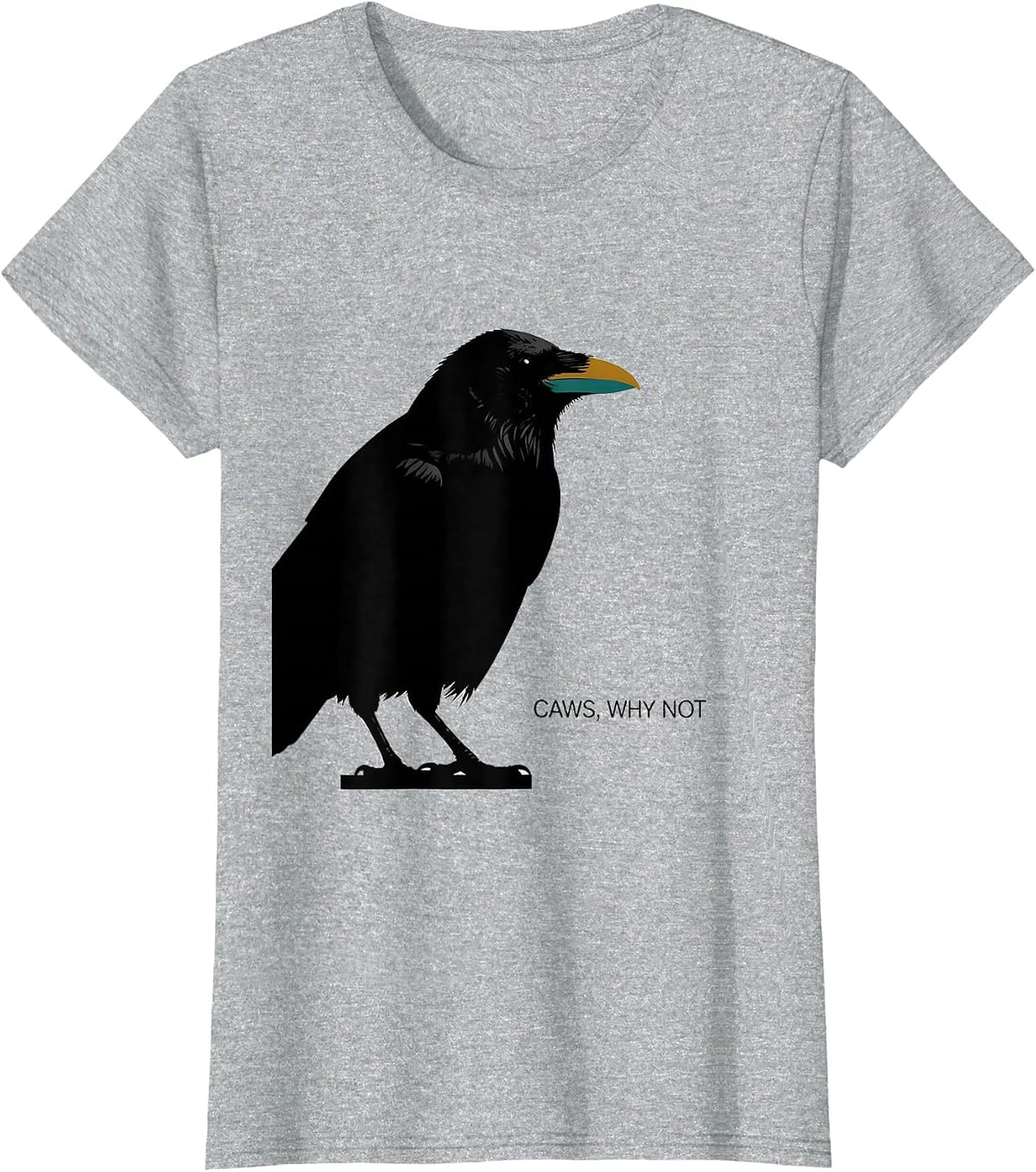 Women's Caws Why Not Midcentury Modern Crow Lover Humor T-Shirt - Heather Grey