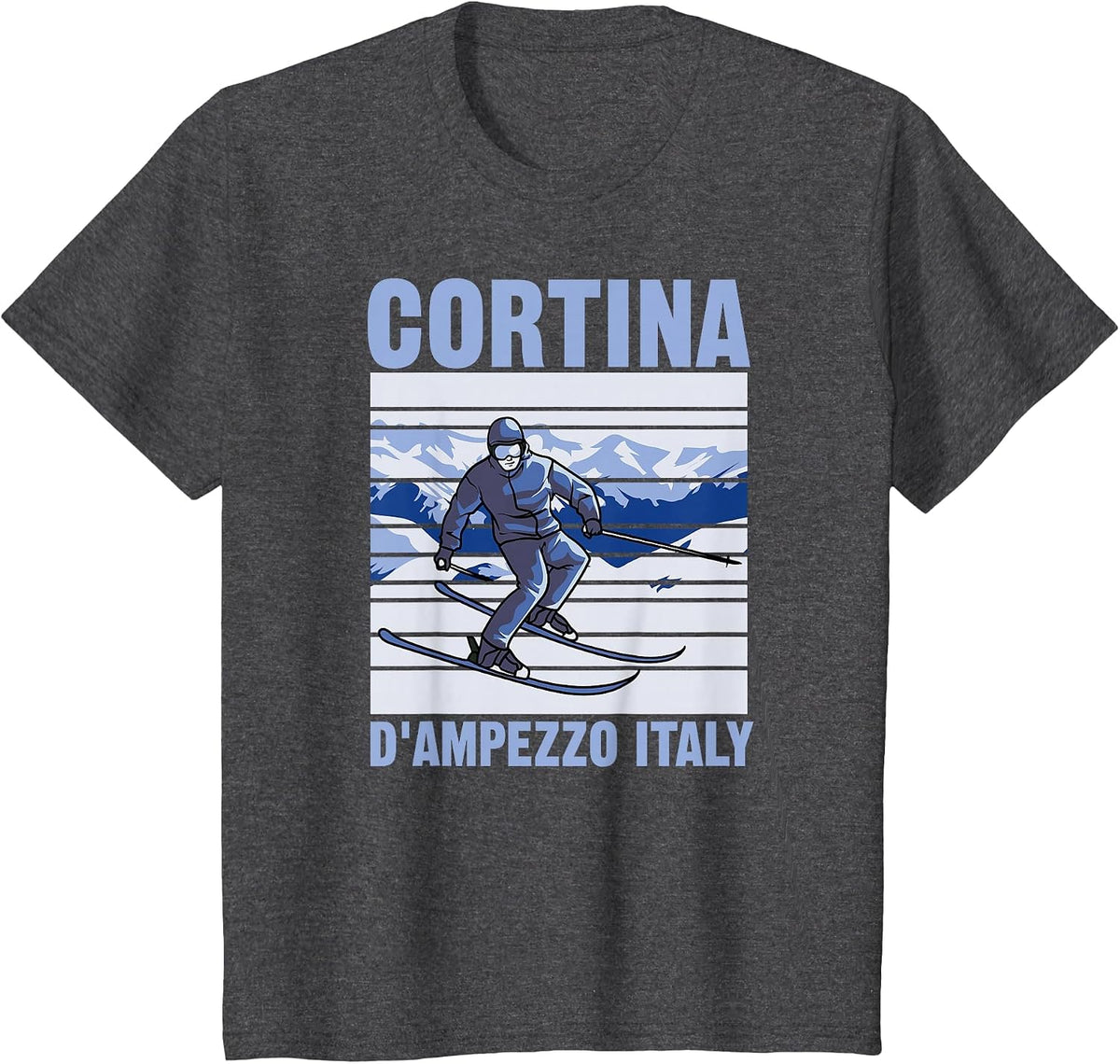 Cortina d'Ampezzo Italy Ski T-Shirt - Dark Heather Grey