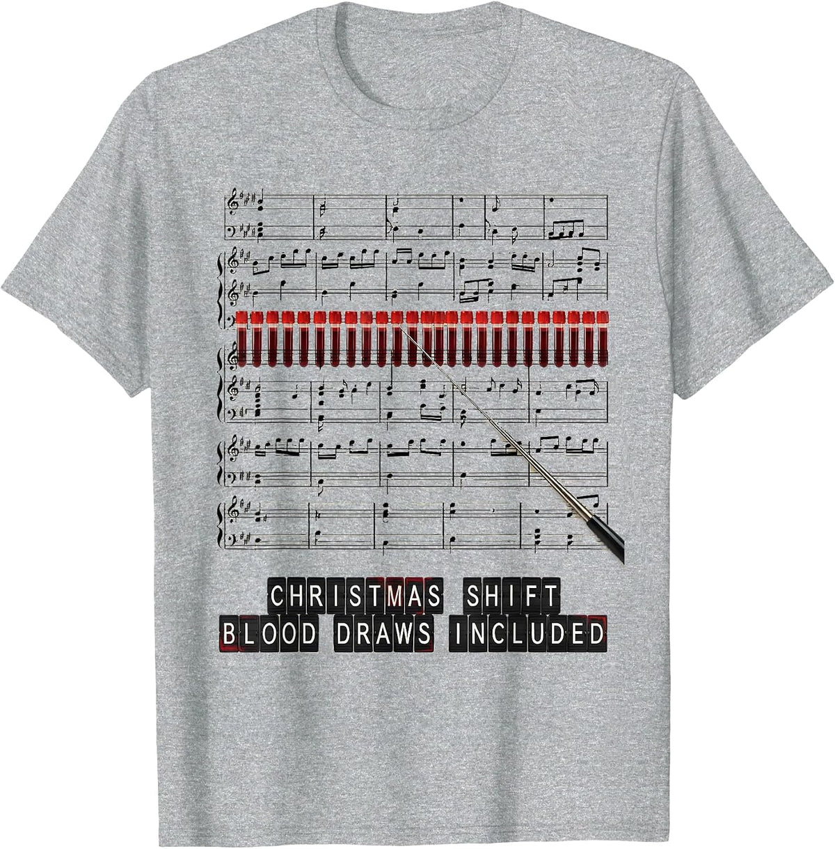 Men's Christmas Shift Blood Draws Included Phlebotomist Tech T-Shirt - Heather Grey