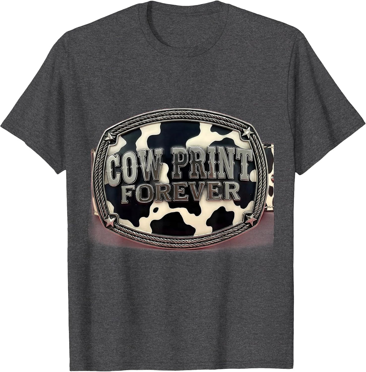 Cow Print Forever Bold Animal Pattern Design T-Shirt - Dark Heather Grey