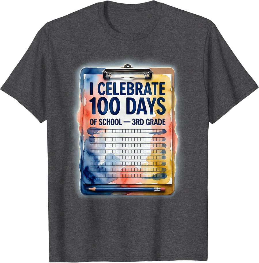 Men's I Celebrate 100 Days Of School — 3rd Grade Teacher T-Shirt - Dark Heather Grey