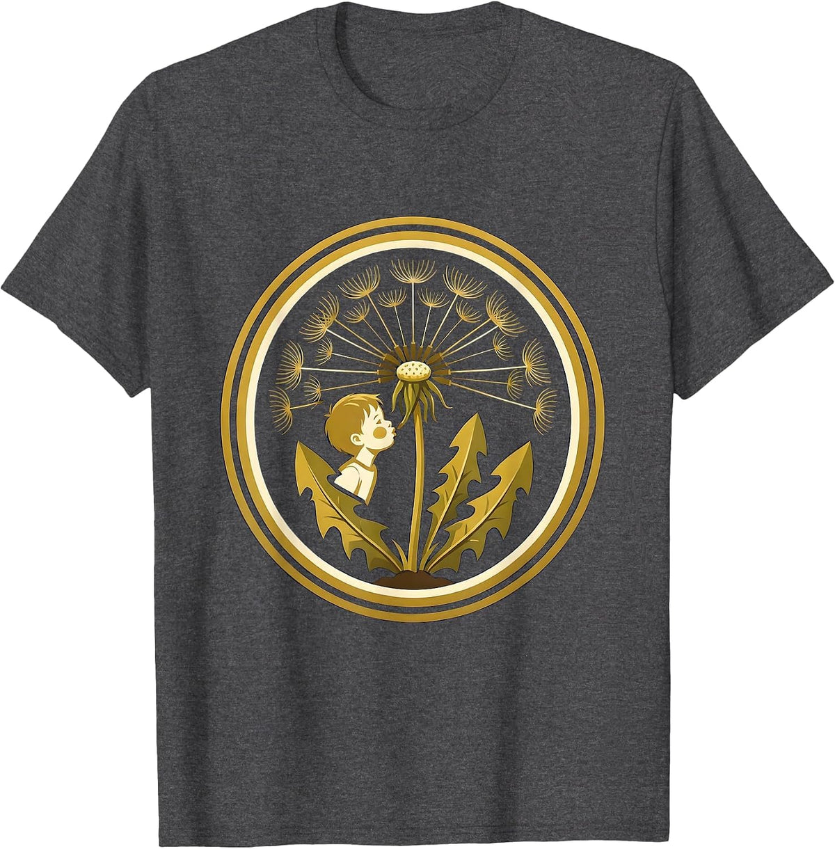 Speech Therapy Child Dandelion Letters Illustration T-Shirt - Dark Heather Grey