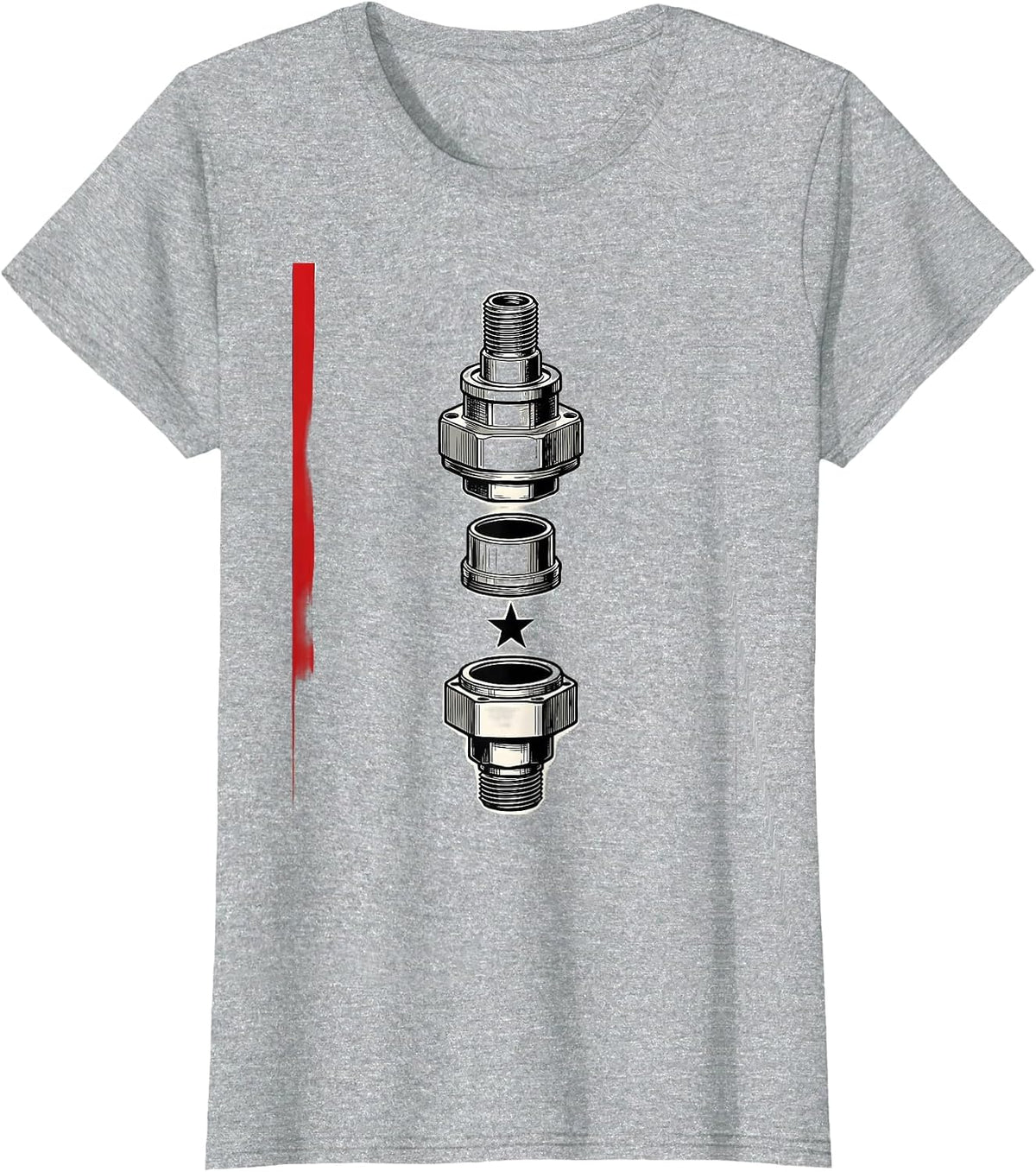 Exploded Oilfield Cementing Head Patriotic Trade Worker Gift T-Shirt - Heather Grey