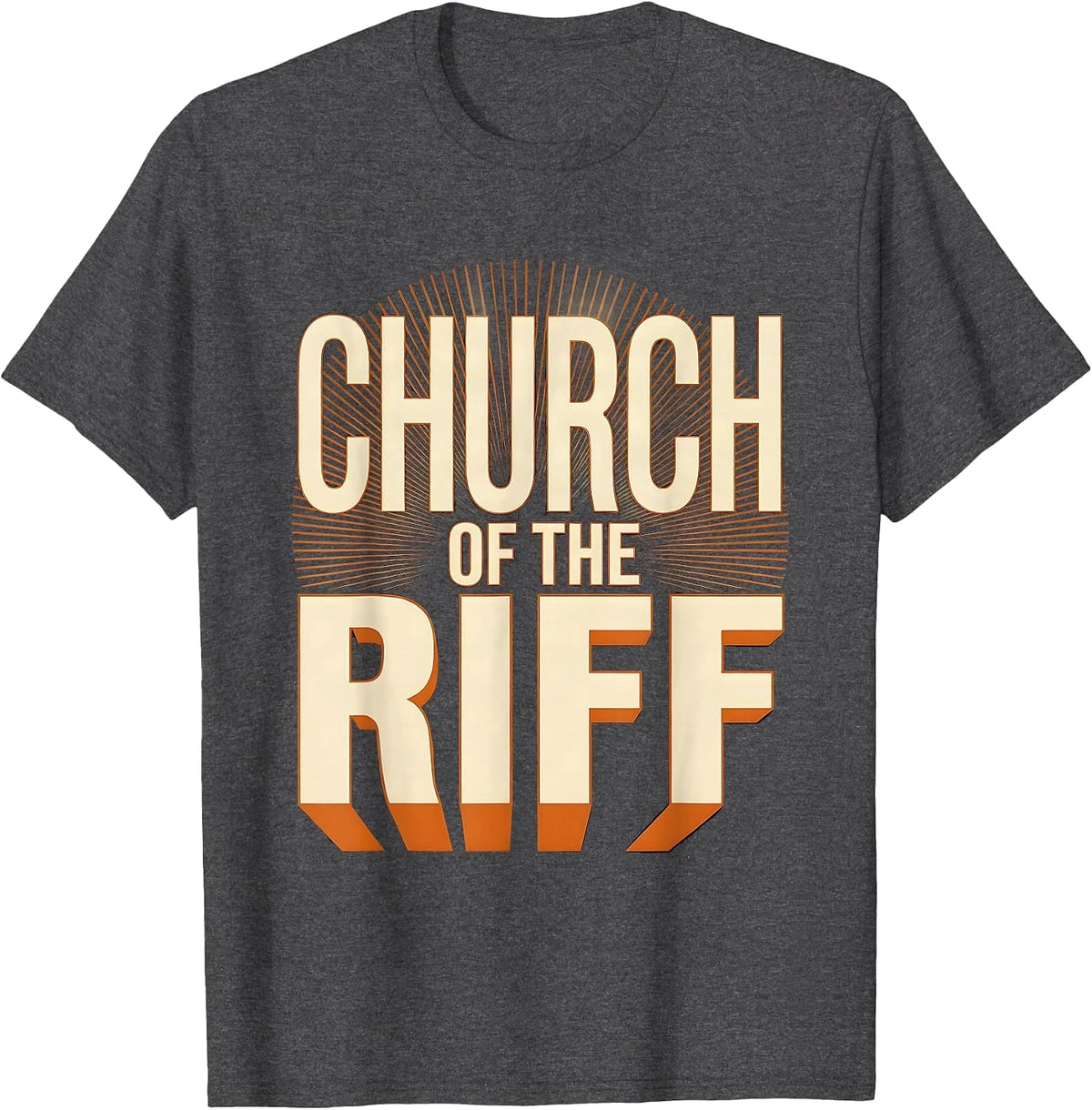 Church of the Riff Heavy Metal Graphic Design T-Shirt - Dark Heather Grey