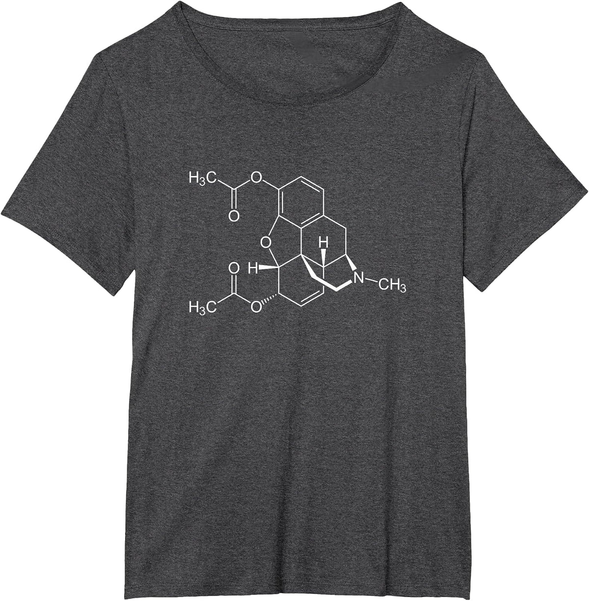 Heroin Molecule C21H23NO5 - Chemistry T-Shirt - Dark Heather Grey