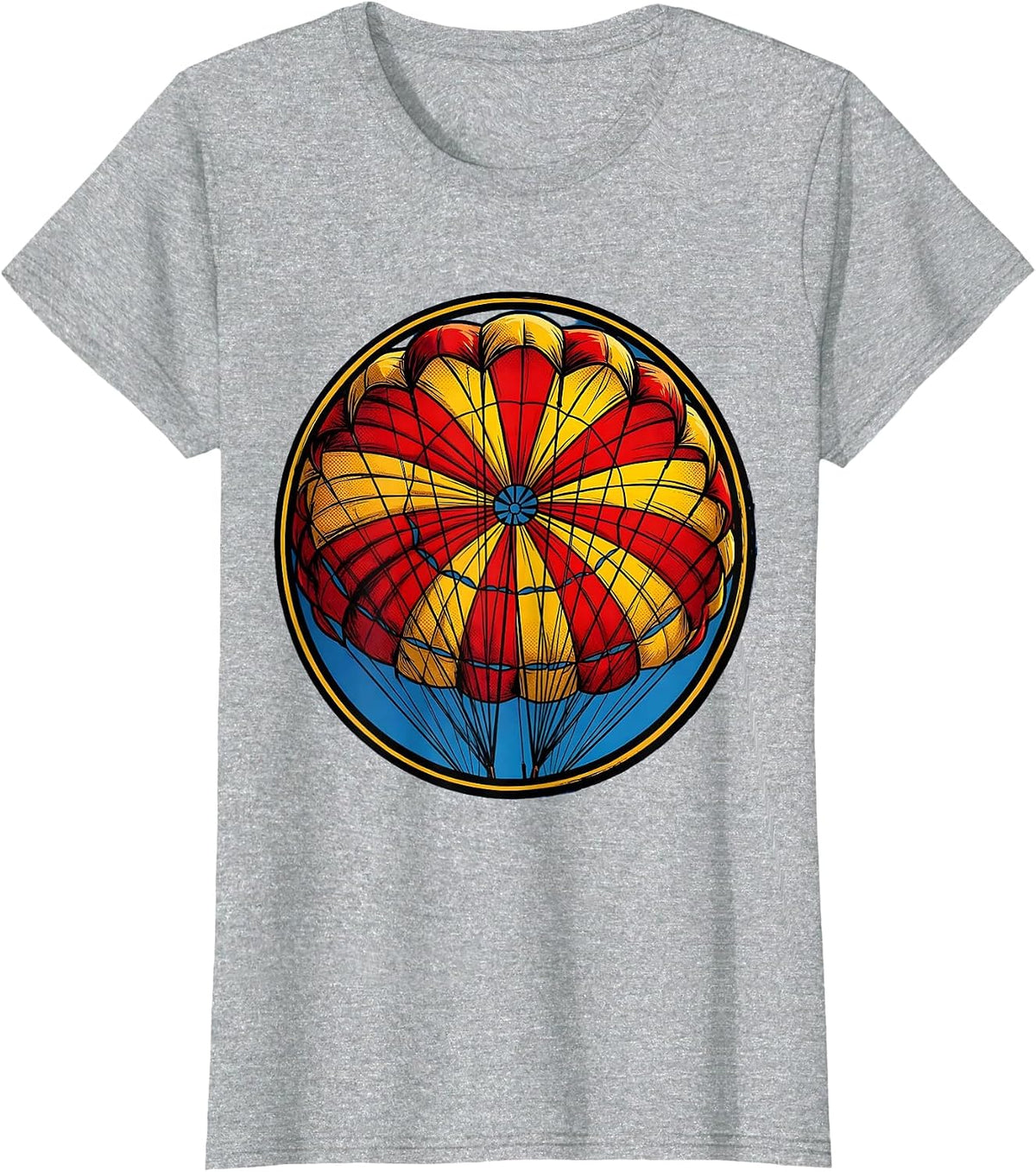 Parachute Canopy View From Below Skydiving T-Shirt - Heather Grey