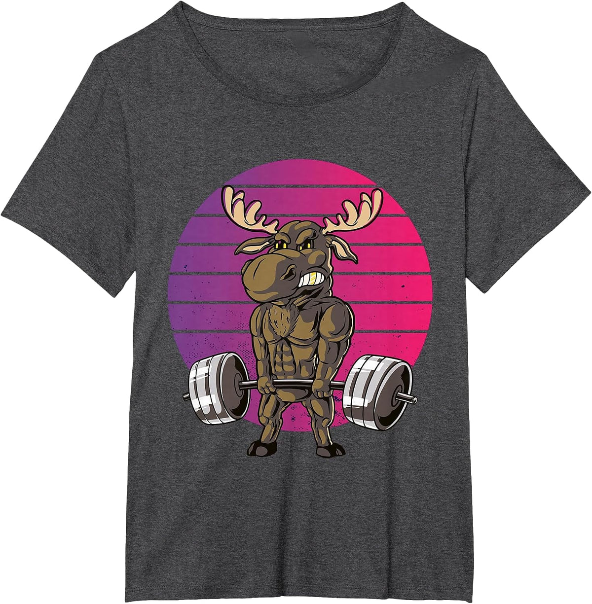 Funny Deadlift Moose Weightlifting Gym Humor Wild Animals T-Shirt - Dark Heather Grey