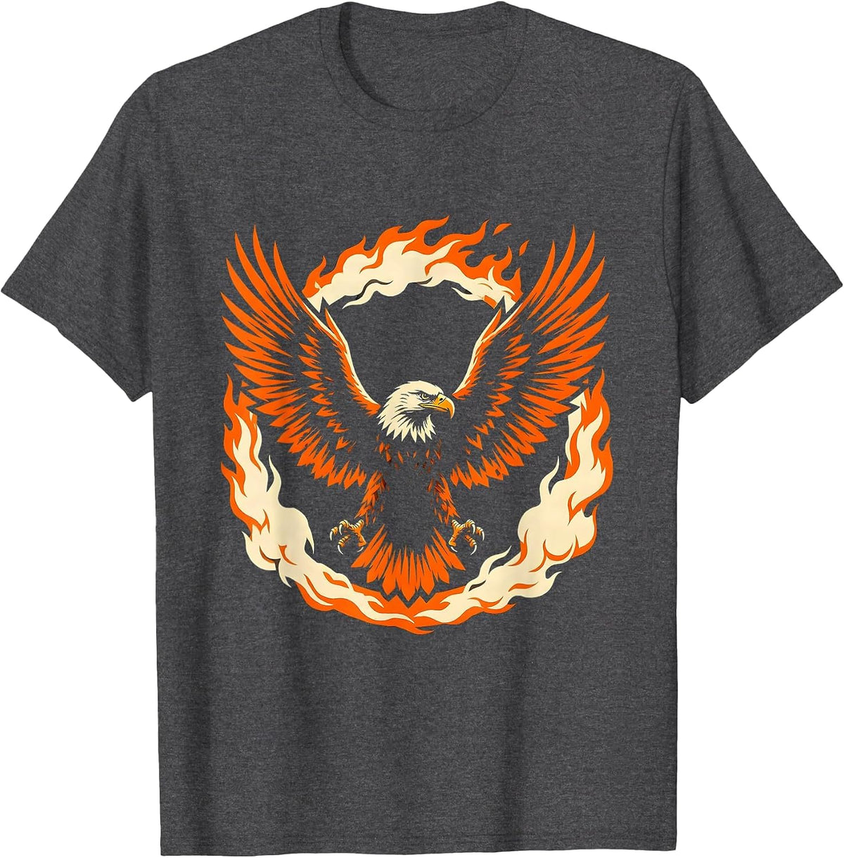 Firefighter Eagle Fire and Smoke Wings Graphic T-Shirt - Dark Heather Grey