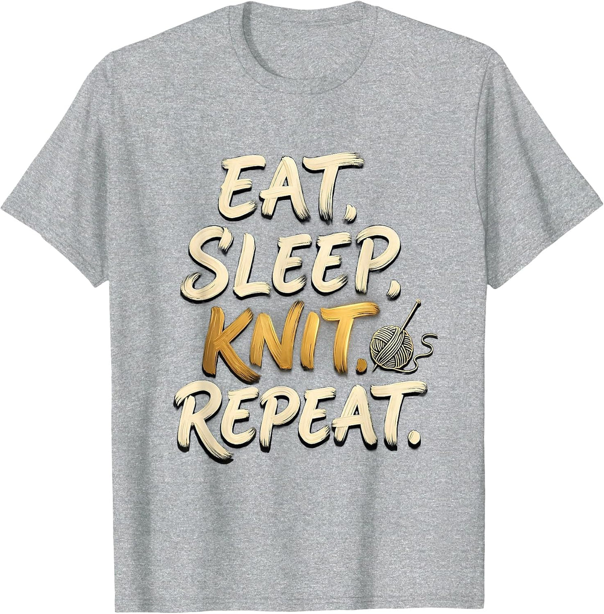 Men's Eat Sleep Knit Repeat Funny Knitter Gift Hobbyist Humor T-Shirt - Heather Grey