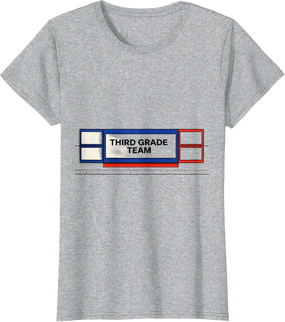 Women's Third Grade Team Geometric Staff Crew Matching T-Shirt - Heather Grey