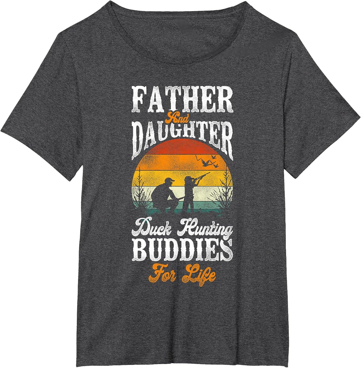 Duck Hunting Hunter Dad Daughter Vintage Father and Daughter T-Shirt - Dark Heather Grey