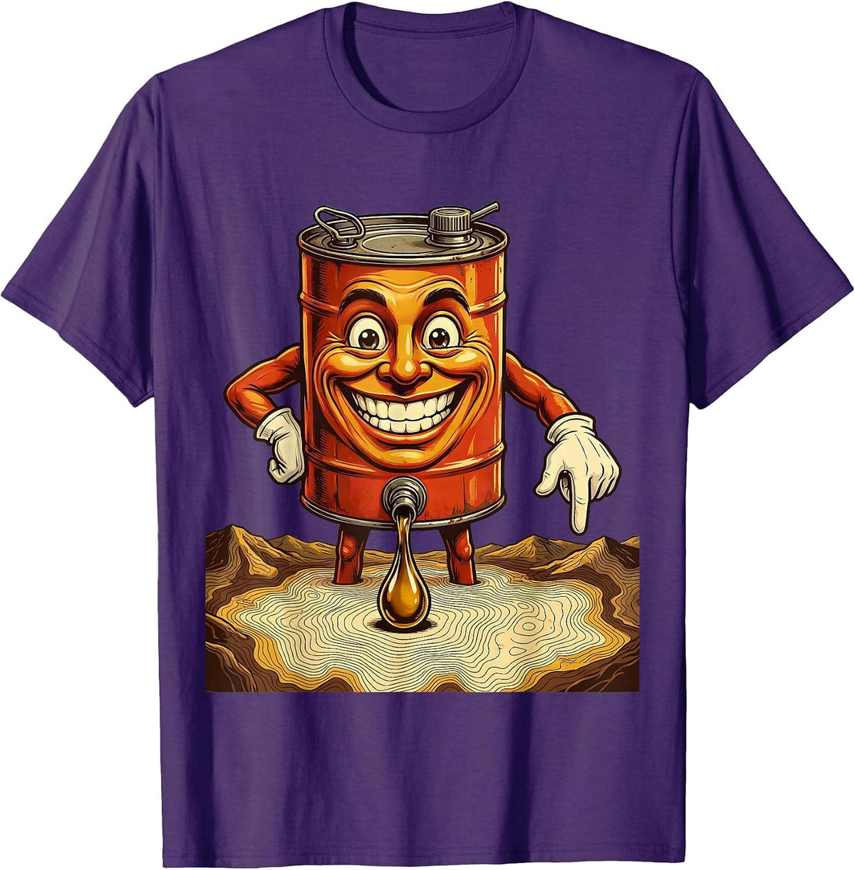 Men's Valley Forge Automotive Oil Can Map Graphic T-Shirt - Purple