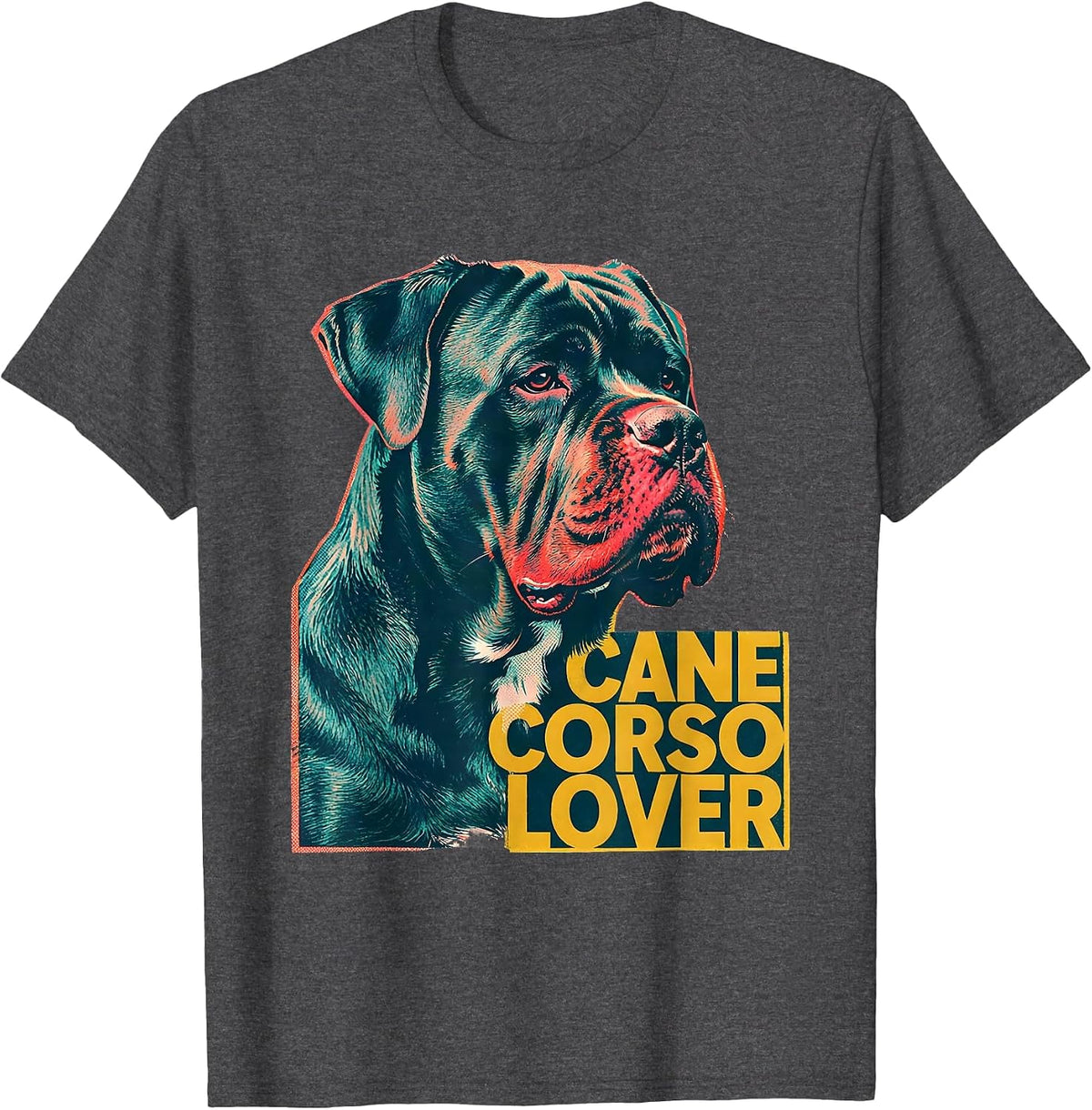 Cane Corso Lover Risograph Dog Owner Pride Gift T-Shirt - Dark Heather Grey