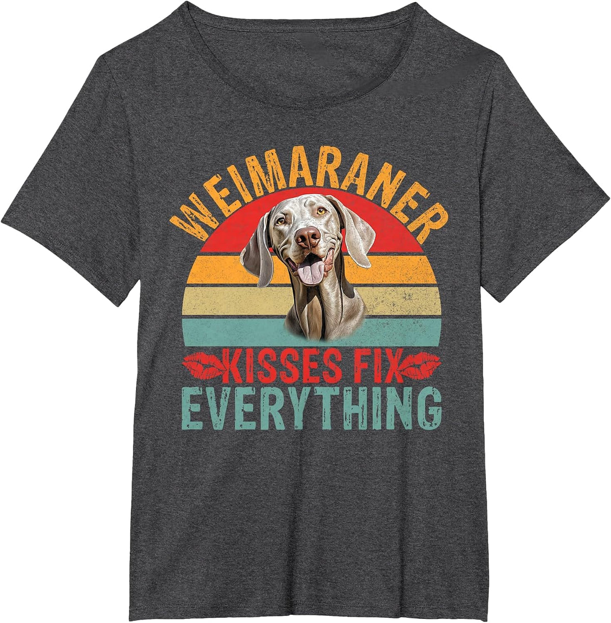 Weimaraner Kisses fix Everything Weimaraner T-Shirt - Dark Heather Grey