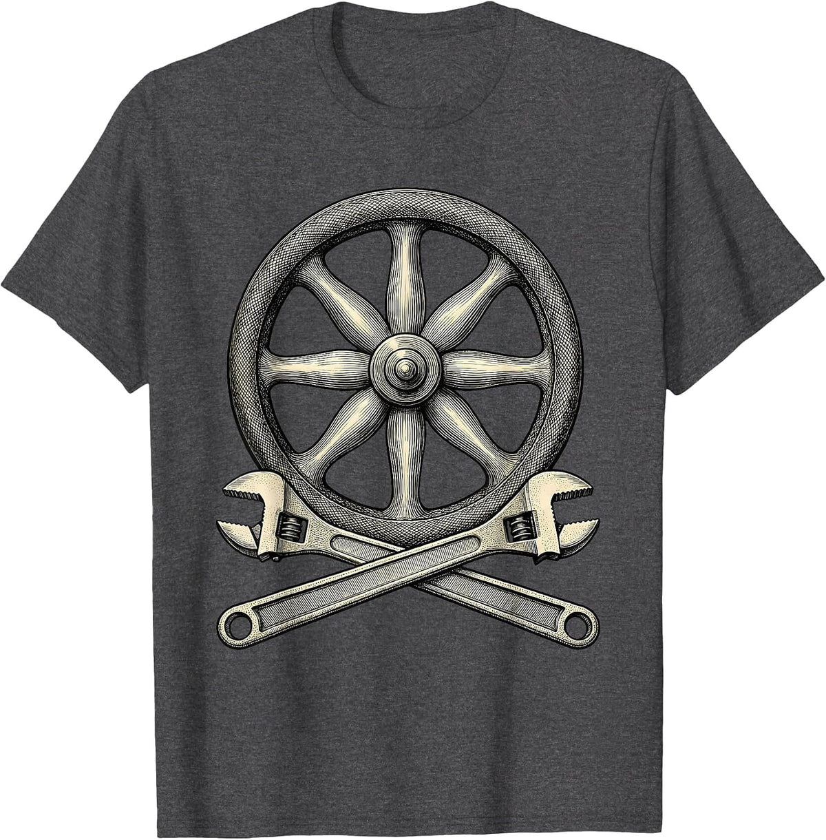 Men's Valve Wheel Plumbers Funny Pipefitter Occupation Humor T-Shirt - Dark Heather Grey