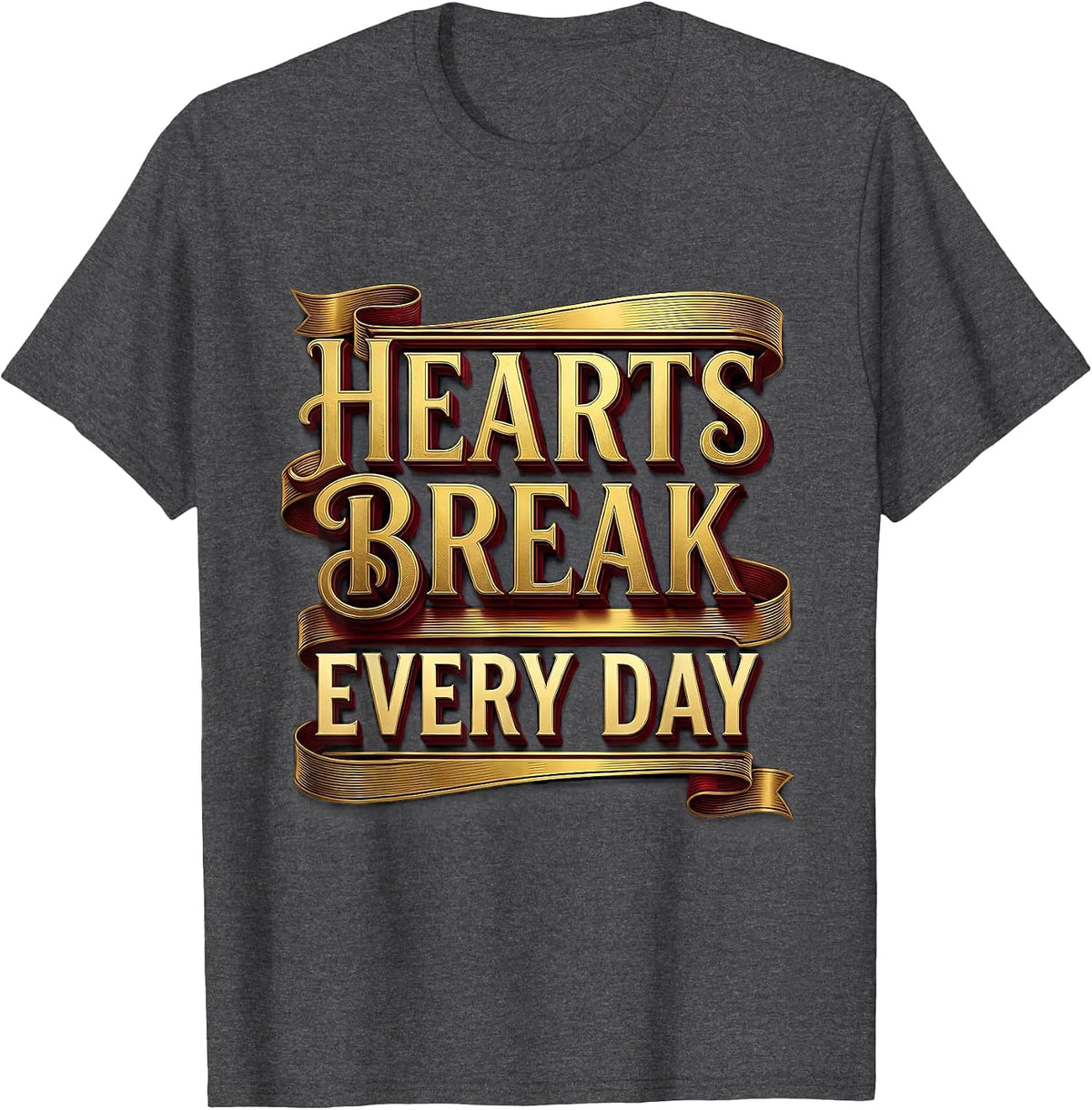 Hearts Break Every Day Emo Graphic Design T-Shirt - Dark Heather Grey