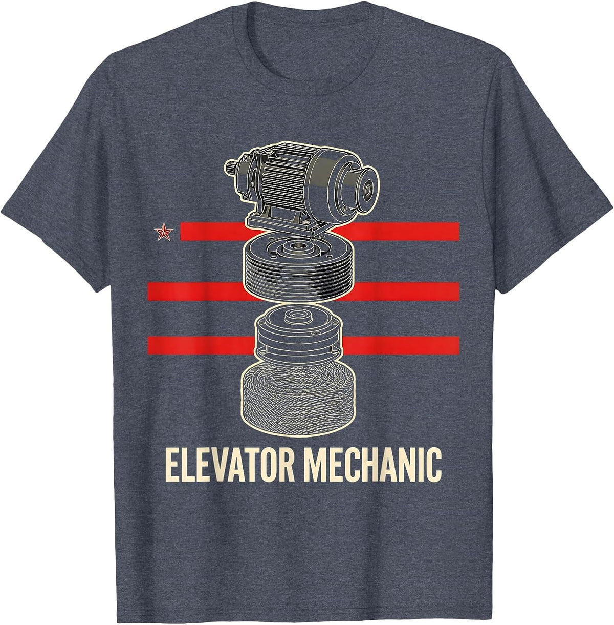Elevator Mechanic American Flag Patriotic Oilfield Worker T-Shirt - Heather Blue