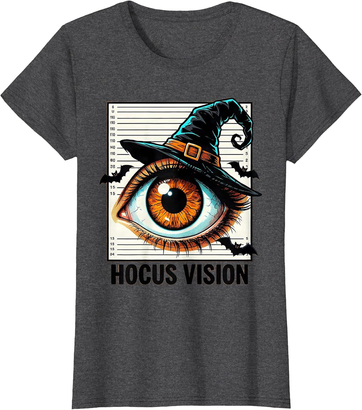 Women's Hocus Vision Pop Art Halloween Optometrist Eye Doctor T-Shirt - Dark Heather Grey