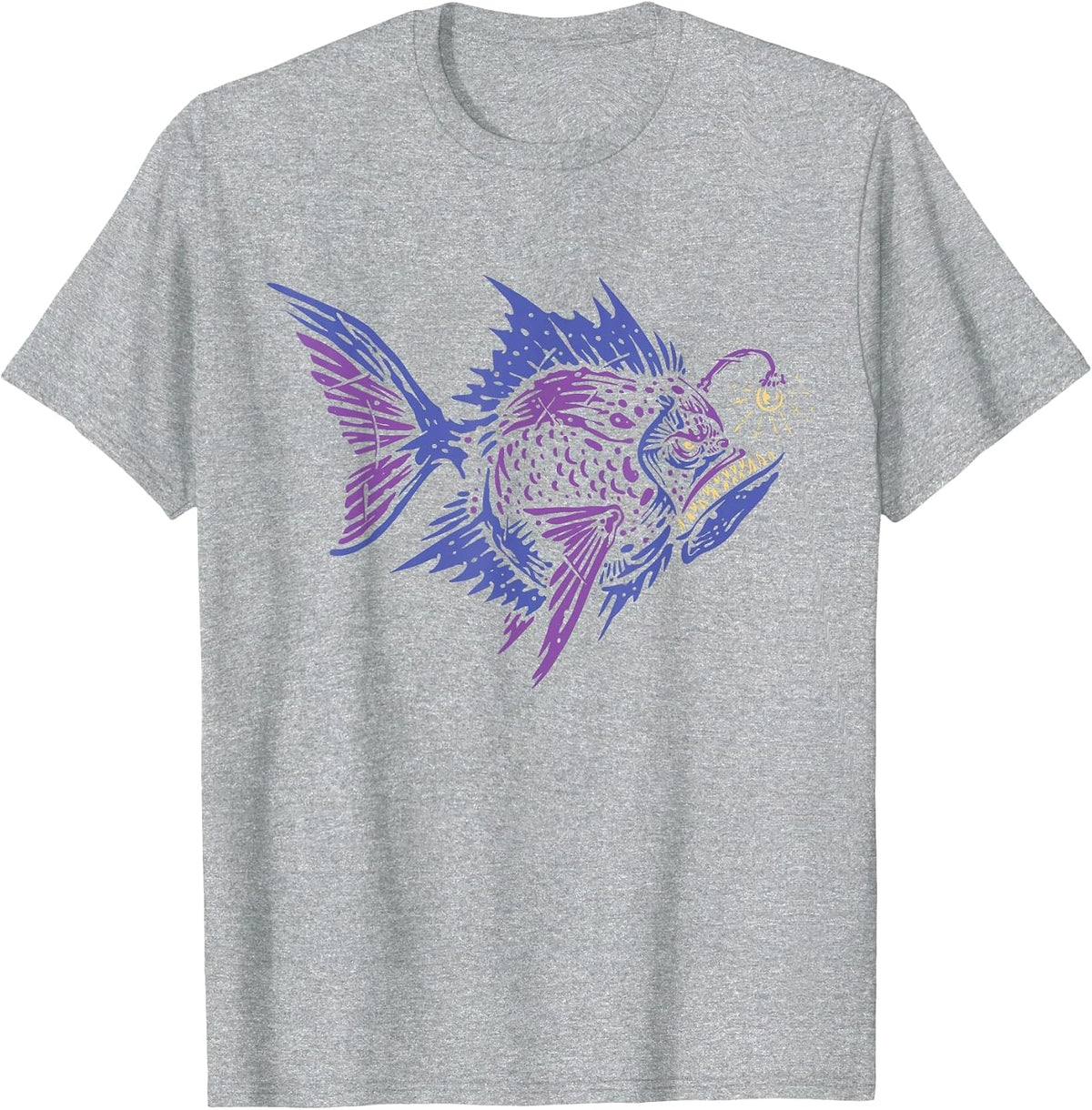 Anglerfish Deep Sea Creatures Sea Monster Angler Fish T-Shirt - Heather Grey