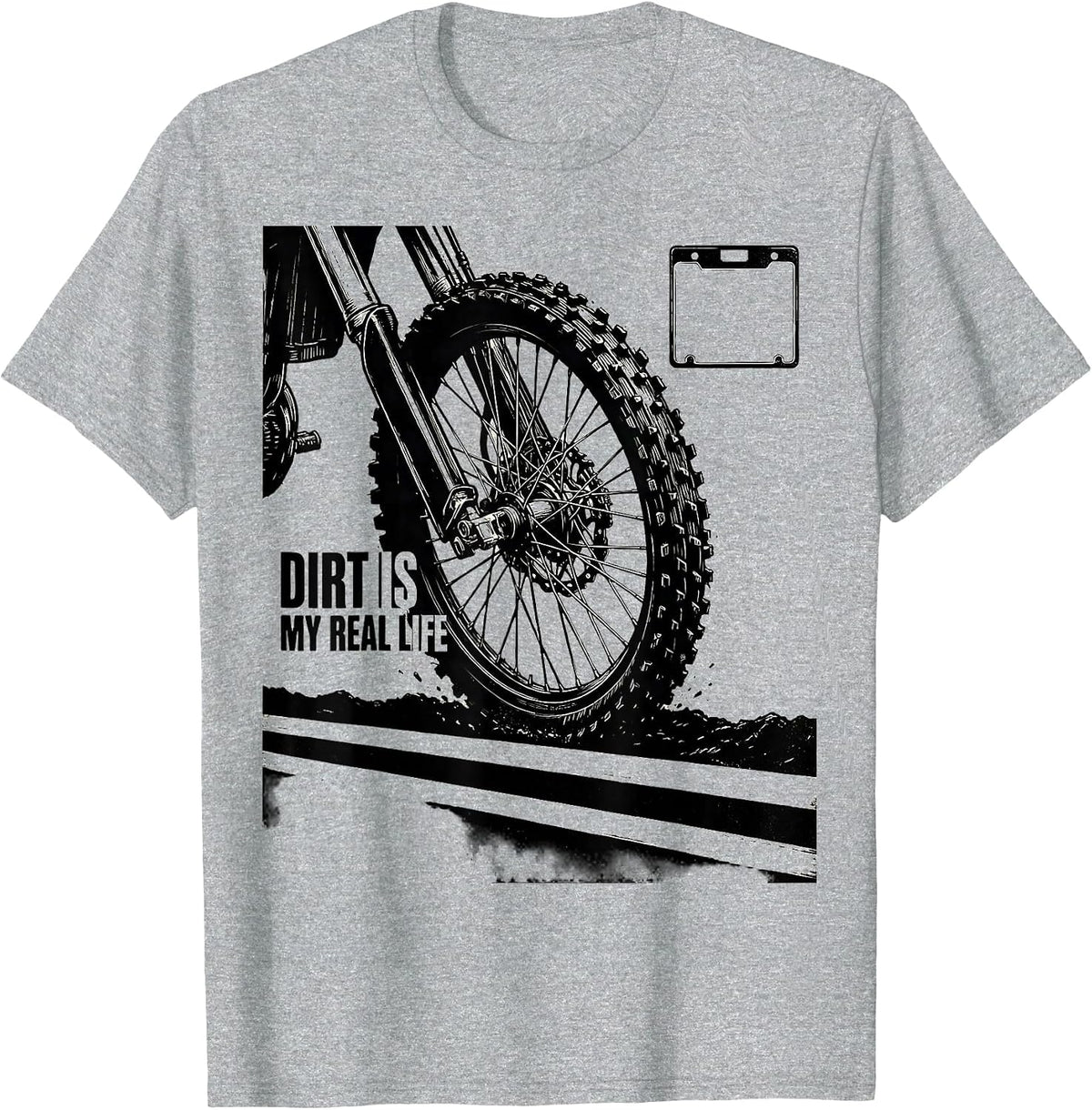 Men's Dirt Is My Real Life Scratchboard Motocross Dirt Bike Rider T-Shirt - Heather Grey