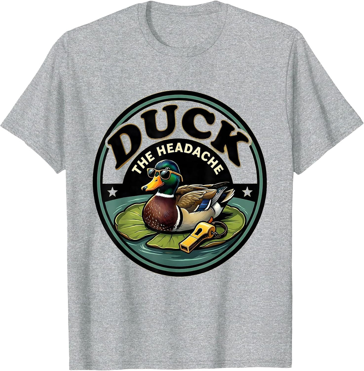 Men's Duck The Headache Funny Duck Hunter Hunting Humor Novelty T-Shirt - Heather Grey