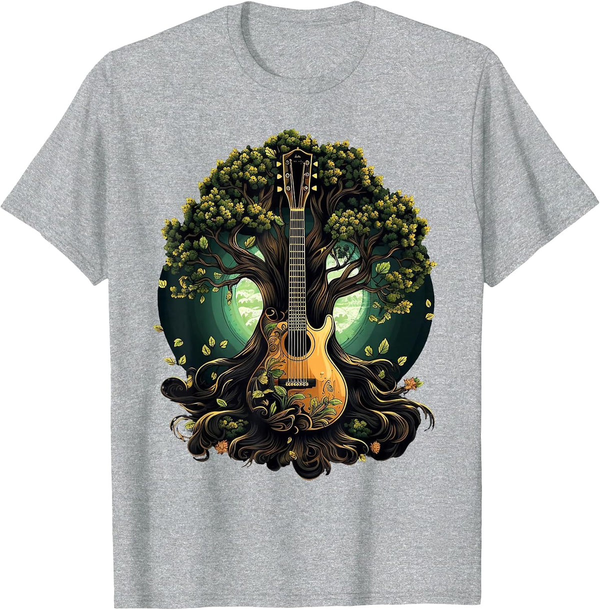 Acoustic Guitar Tree of Life T-Shirt - Heather Grey