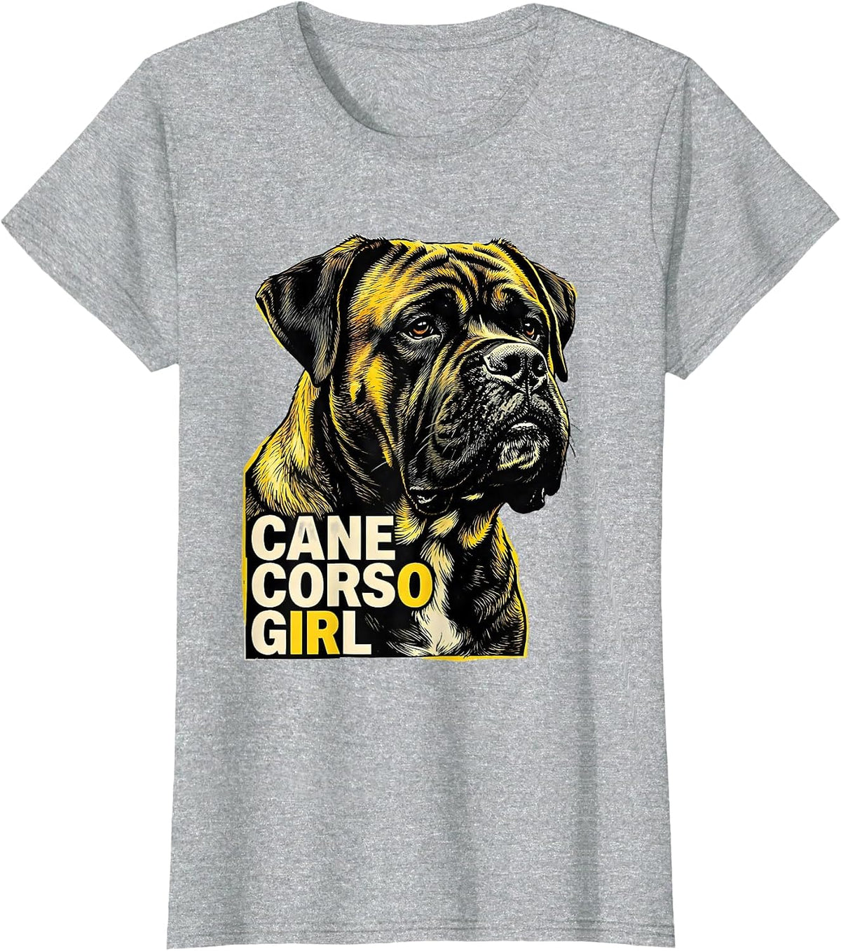 Cane Corso Girl Stencil Graphic Dog Lover Pride T-Shirt - Heather Grey