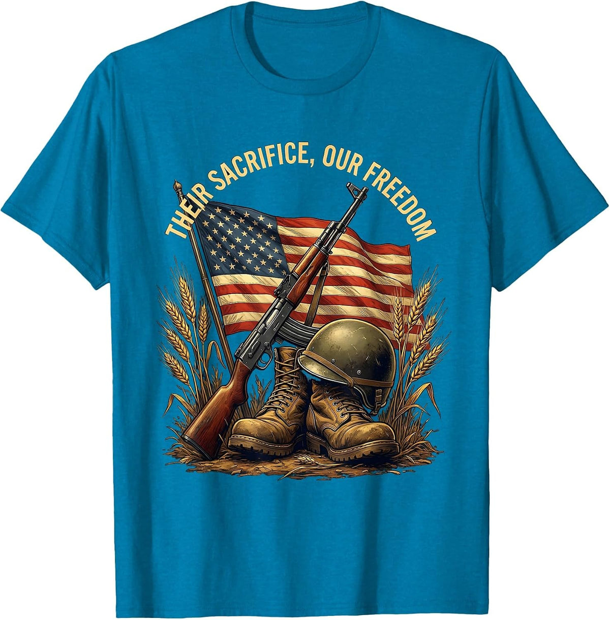 Home of the Free Because of the Brave Design T-Shirt - Sapphire Blue