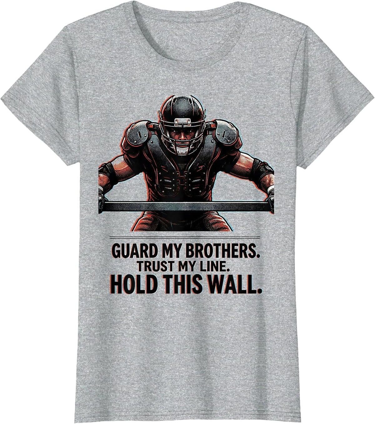 Guard My Brothers Trust My Line Hold This Wall Lineman T-Shirt - Heather Grey