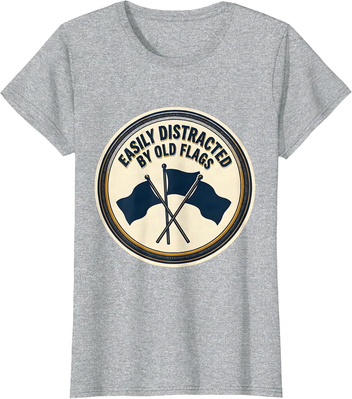 Easily Distracted By Old Flags Funny History Teacher Humor T-Shirt - Heather Grey