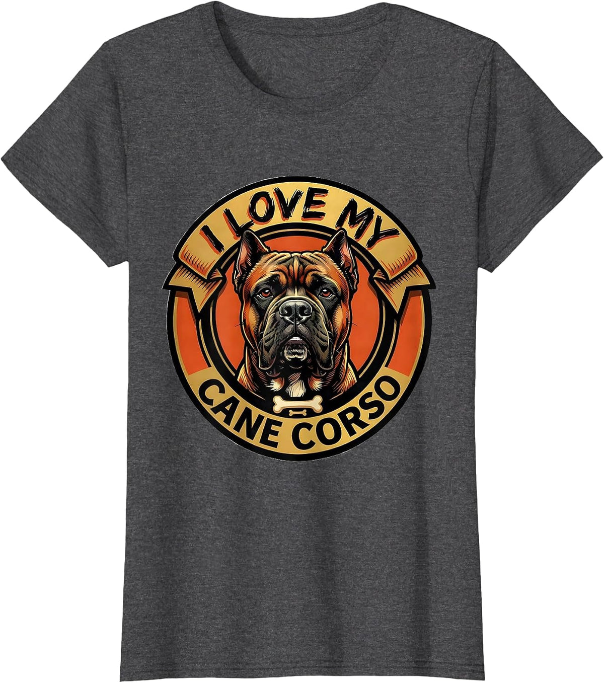 Women's I Love My Cane Corso Sign Painter Showcard Dog Owner Pride T-Shirt - Dark Heather Grey