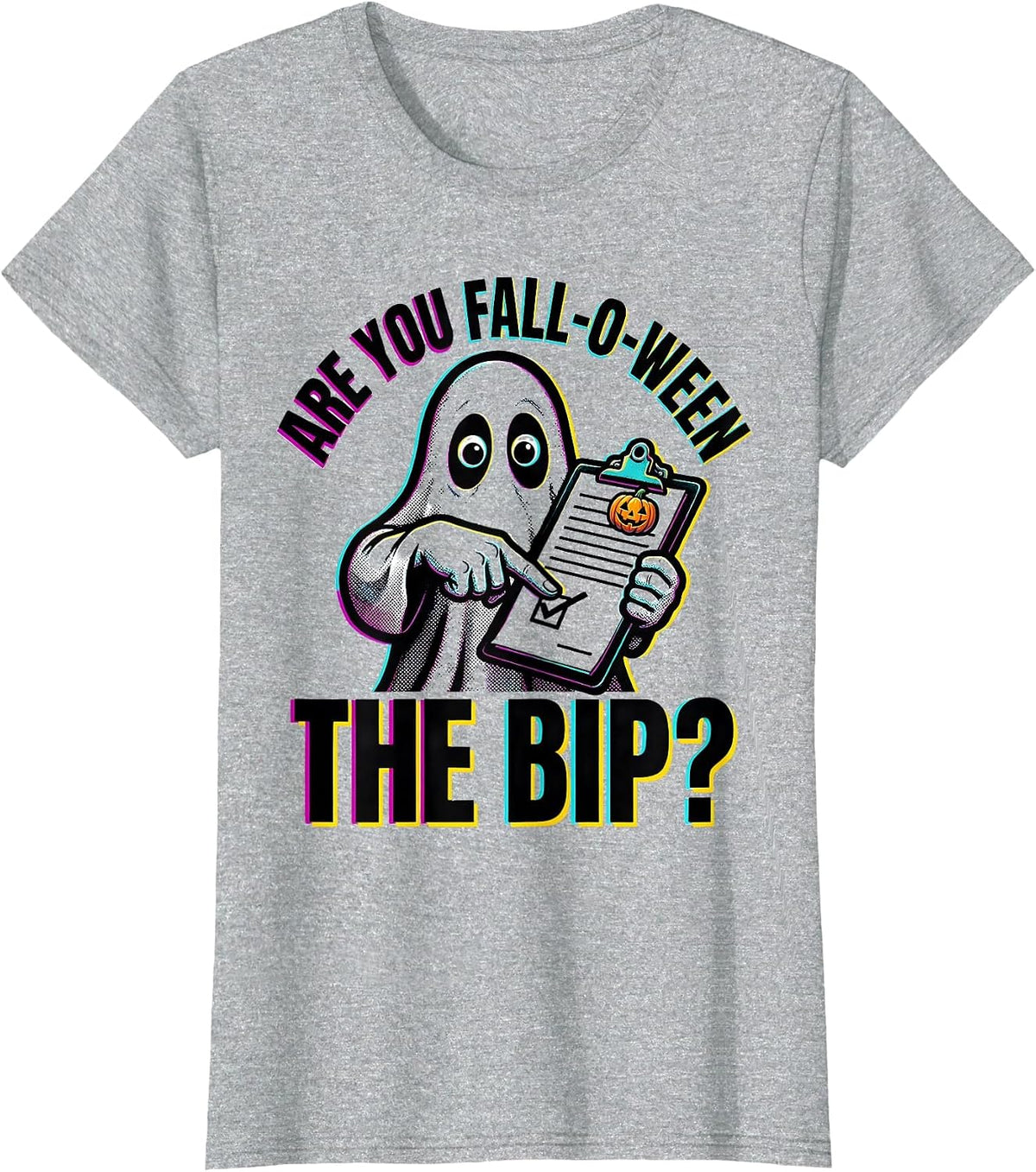 Are You Fall-O-Ween The BIP Pop Art Ghost Teacher Halloween T-Shirt - Heather Grey
