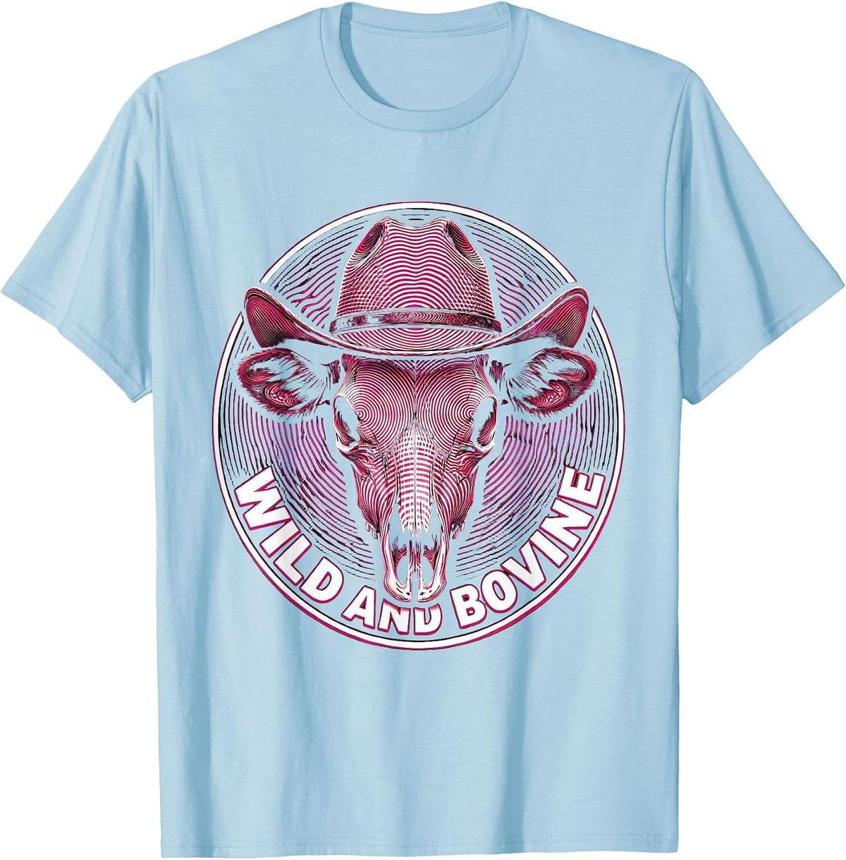Men's Wild and Bovine Cow Lover Graphic Design T-Shirt - Baby Blue