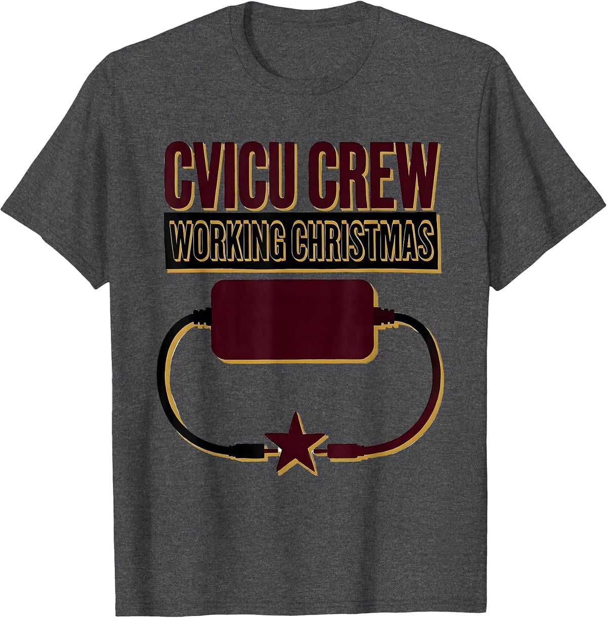 Men's CVICU Crew Working Christmas Funny Nurse Gift ICU Crew T-Shirt - Dark Heather Grey