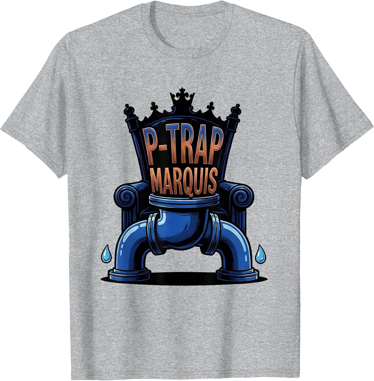 Men's P-Trap Marquis Funny Plumber Pipefitter Steamfitter Gift T-Shirt - Heather Grey