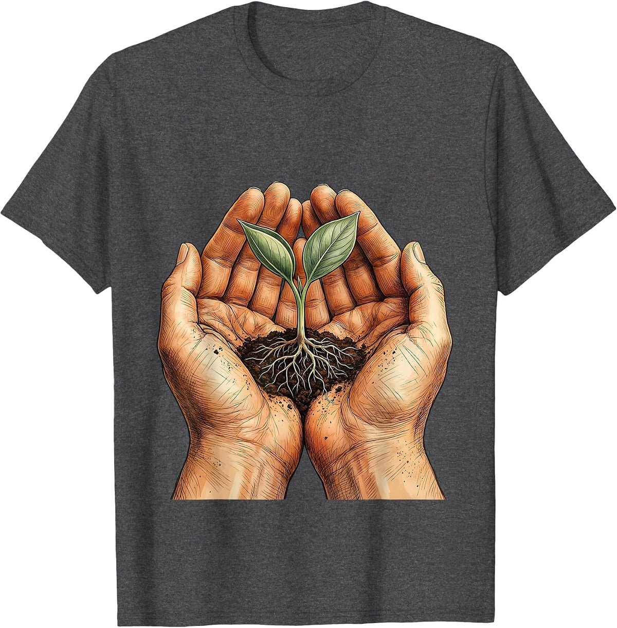 Men's Paraprofessional Helping Hands Seedling Growth T-Shirt - Dark Heather Grey