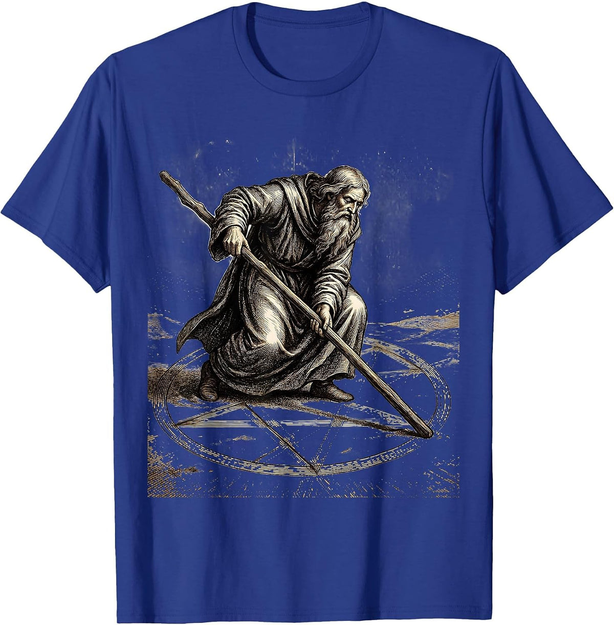 Renaissance Mathematician Drawing in Sand Art T-Shirt - Royal Blue