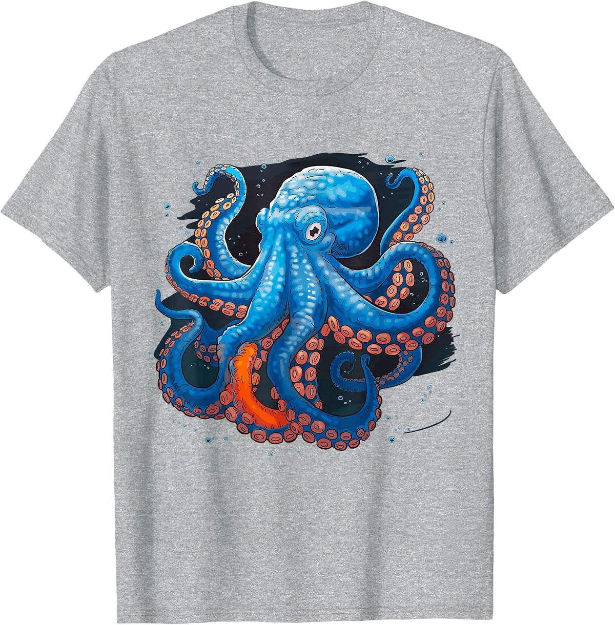 Blue Octopus T-Shirt - Heather Grey
