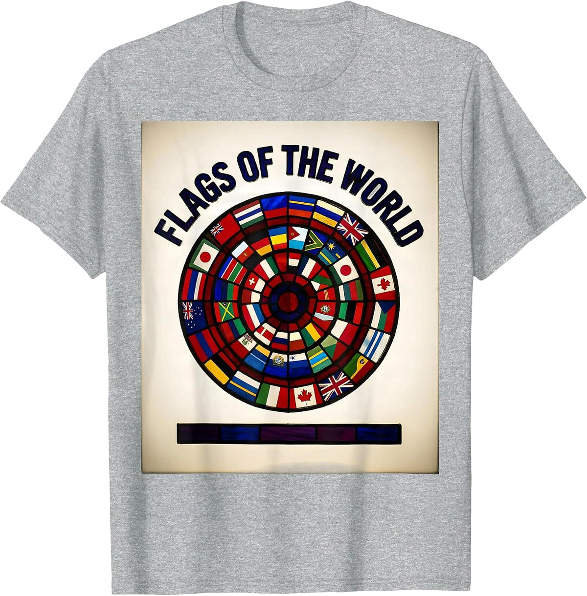 Men's Flags Of The World Stained Glass Mosaic Geography Lover Gift T-Shirt - Heather Grey