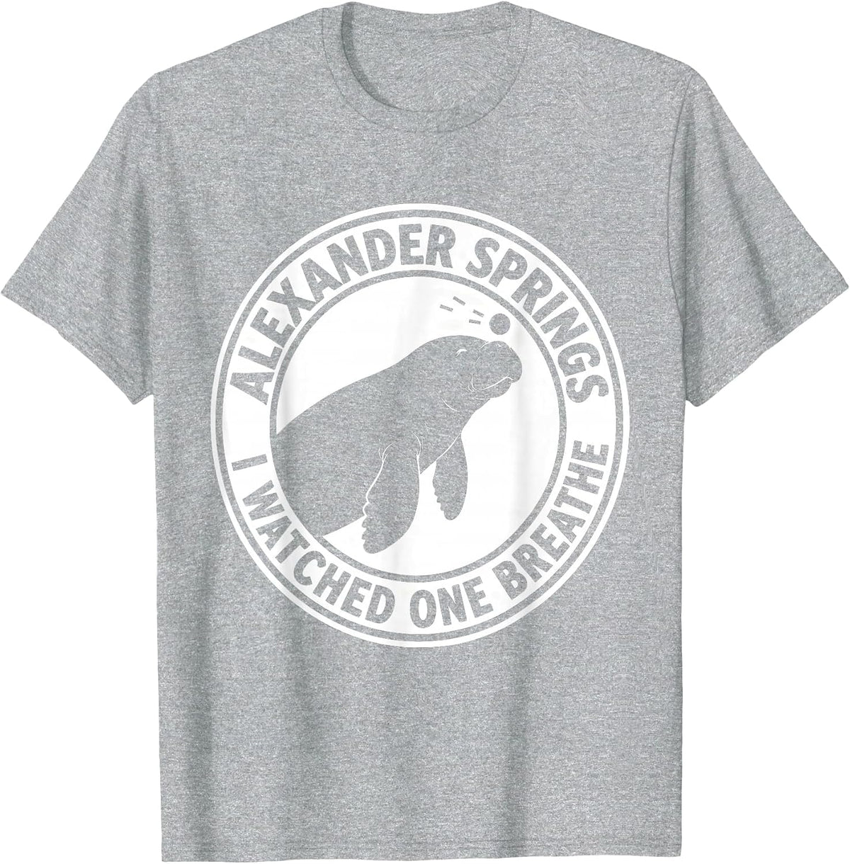 Men's Alexander Springs, I Watched One Breathe Manatee Lover T-Shirt - Heather Grey