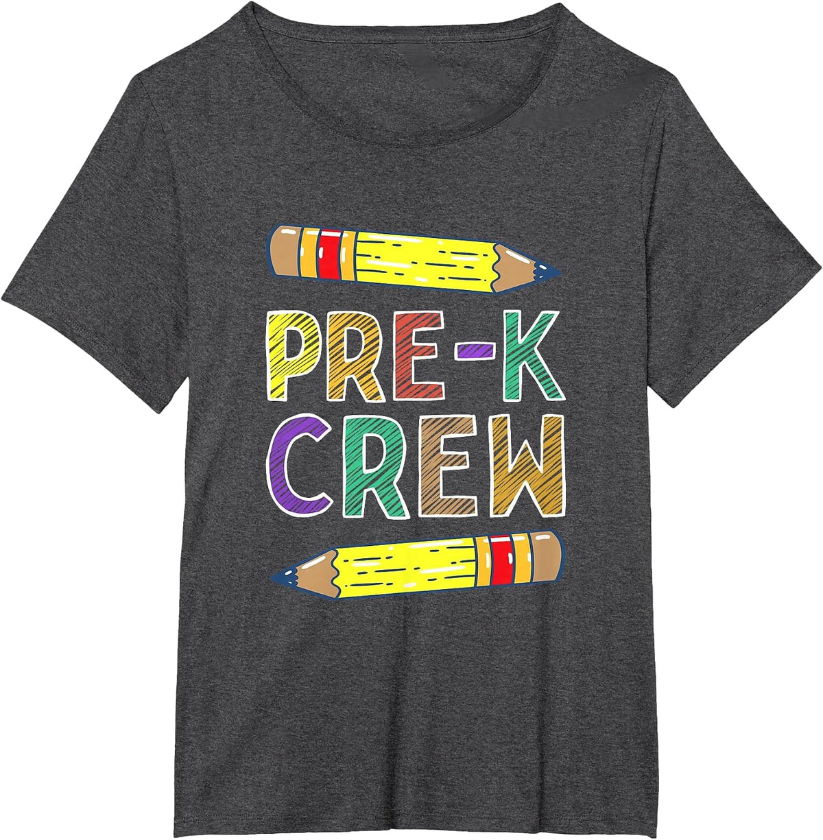 Pre-K Crew Funny PreK Teachers Back to School T-Shirt - Dark Heather Grey