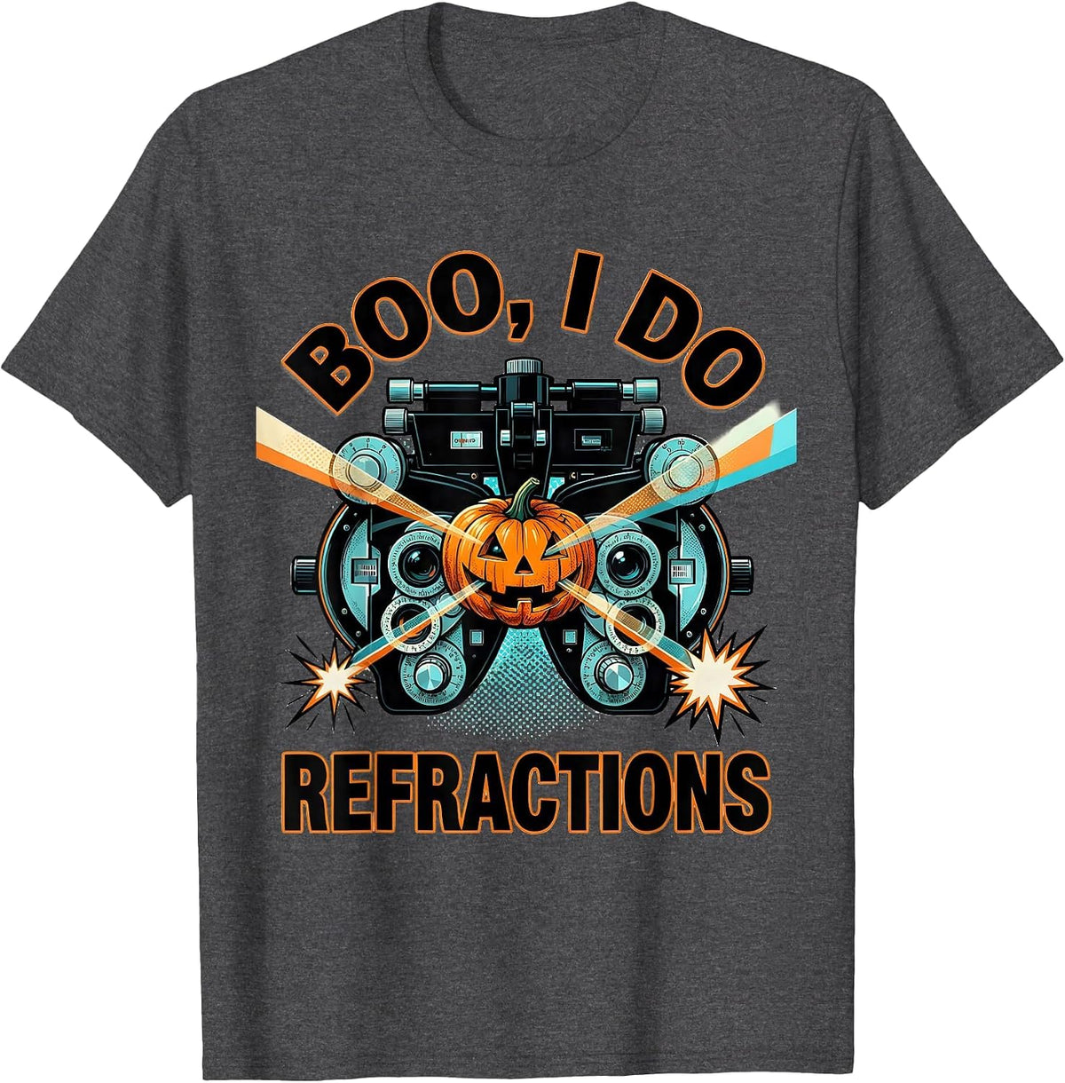 Men's Boo I Do Refractions Pop Art Optometrist Halloween Eye T-Shirt - Dark Heather Grey