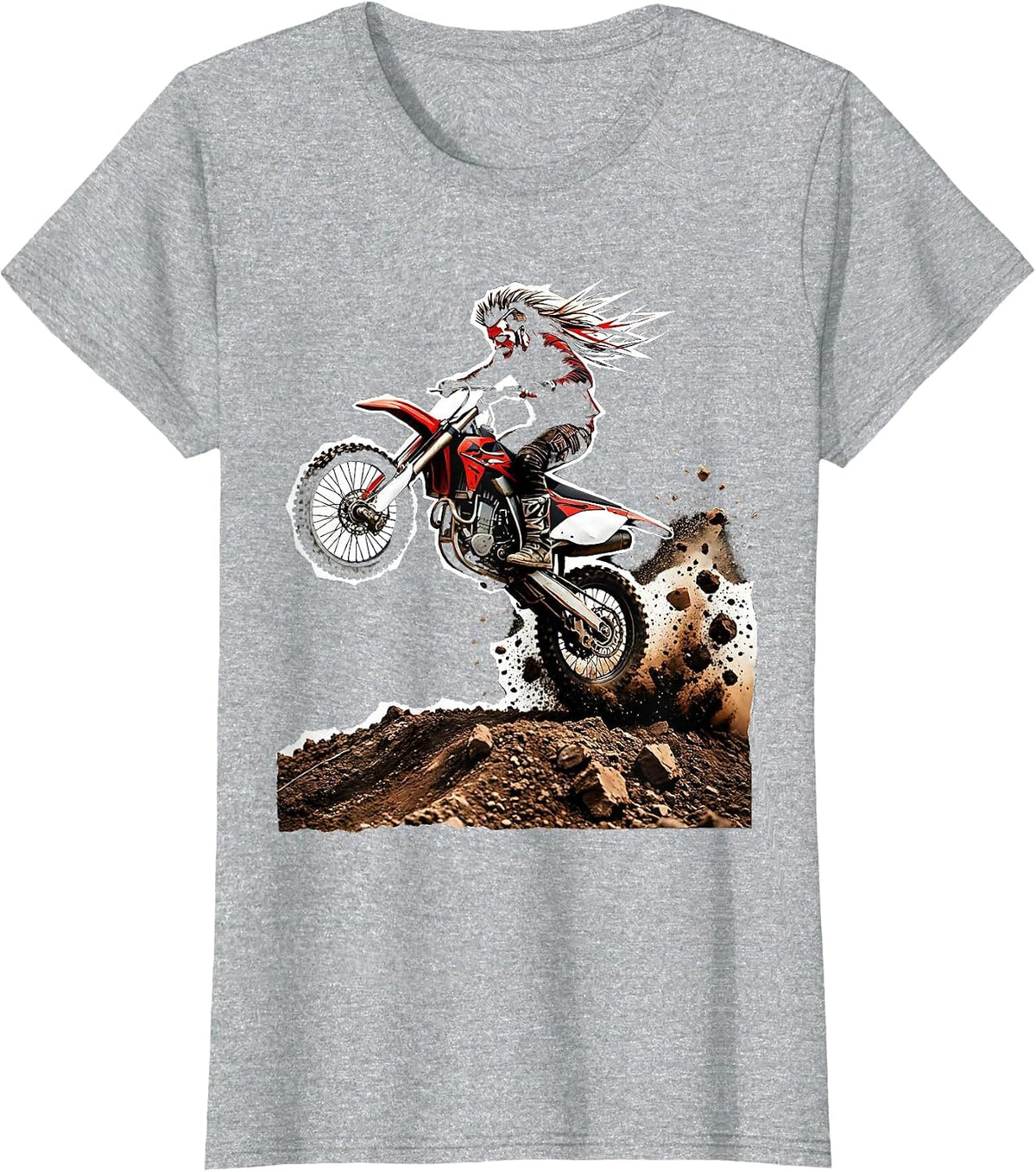Mullet Dirt Bike Rider Gen X Nostalgia Graphic T-Shirt - Heather Grey