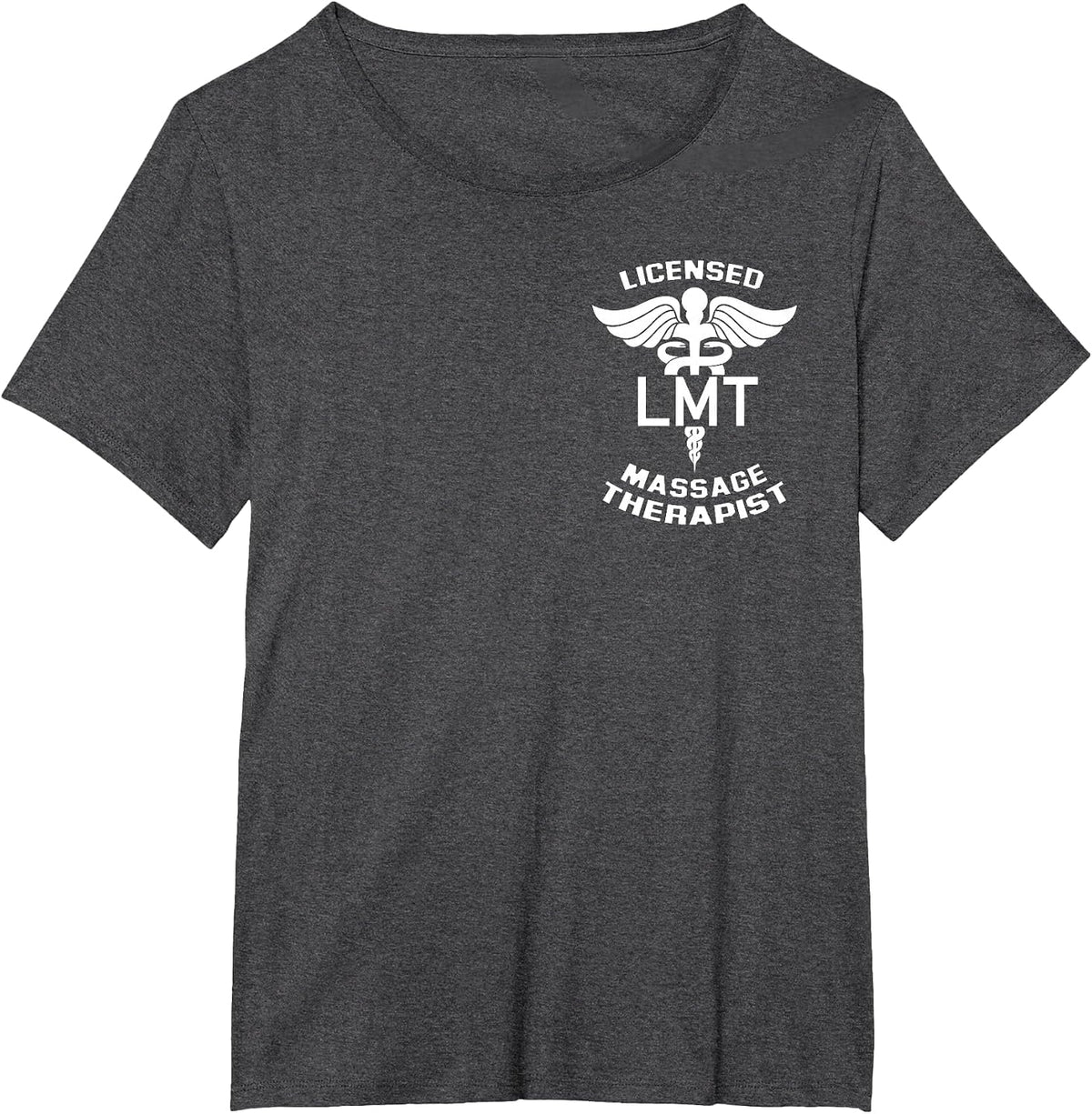 Licensed Massage Therapist Caduceus Symbol LMT Logo Graphic T-Shirt - Dark Heather Grey