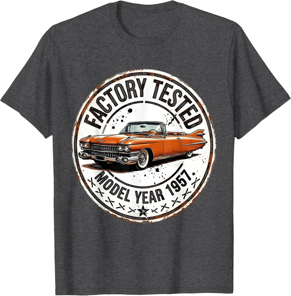 Men's Factory Tested Model Year 1957 Distressed Classic Car T-Shirt - Dark Heather Grey